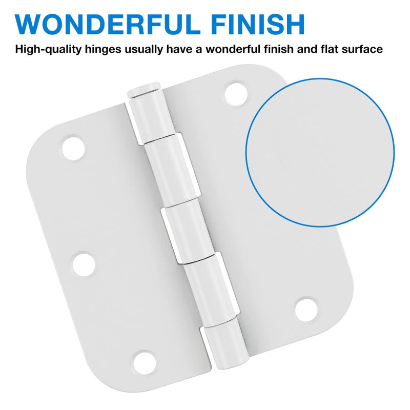 TDCHINGES 3 Pack White Door Hinges 3.5 "" Interior Hardware for Doors 3 1/2 Inch Rounded 5/8 ""Radius Non Removable Pin Bedroom Hinge Bulk Heavy Duty Steel Bisagra De Puerta Blanca Gate Decor Accessories No Squeak - Image 3